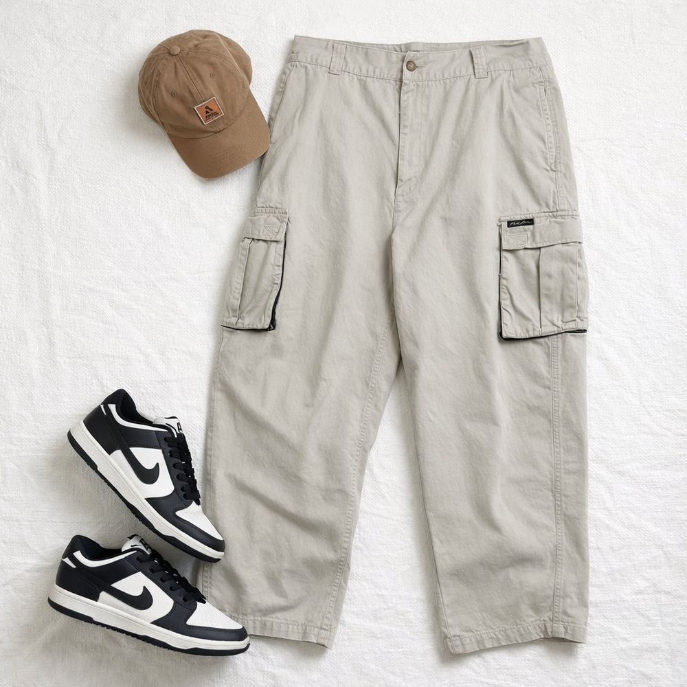 Vintage Karl Kani Khakis Men’s Cargo Pants Beige Baggy Streetwear W36 L34